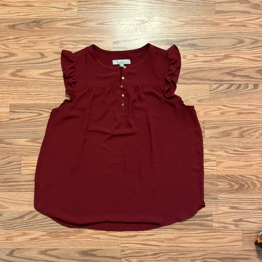 Loft blouse, Large, red, business casual.